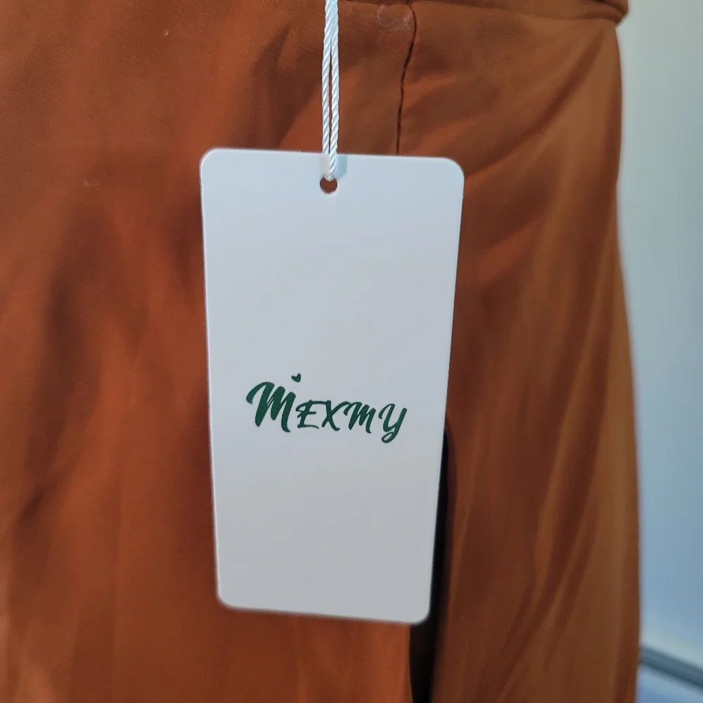 NWT Mexmy Chiffon Rust / Pumpkin Evening Dress Size 16W - Picture 2 of 4